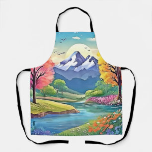 Bergfluss Landschaft Kunst, Dichtung Schürze