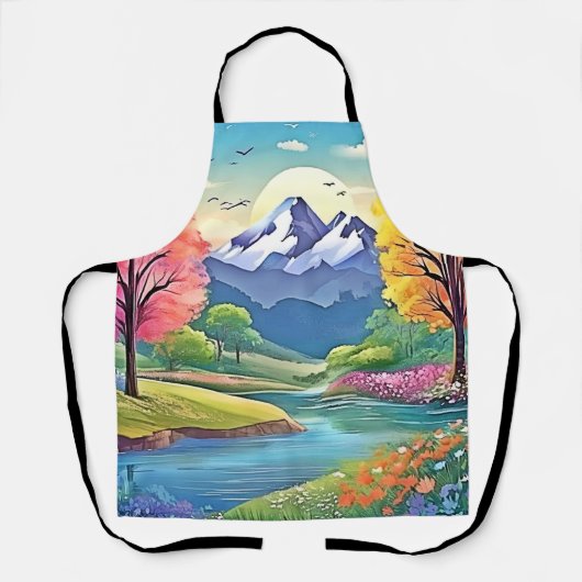 Bergfluss Landschaft Kunst, Dichtung Schürze (Vorderseite)