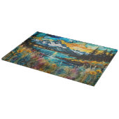 Bergfluss und Wildblumen Landschaft Schneidebrett (Ecke)
