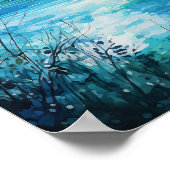 Bergfluss Vivid Farben Wasserfarben Malerei Poster (Ecke)