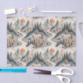 Bergflusslandschaft Boho abstraktes Muster Kunst Seidenpapier (Handwerk)