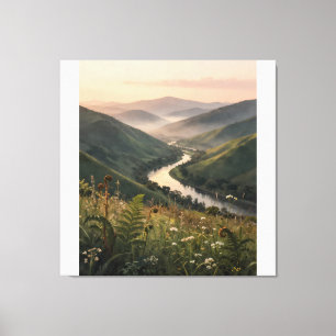 Bergflusslandschaft gedehnter Wandkunst-Druck Leinwanddruck