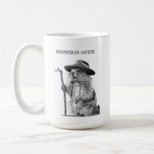Bergführer - skurrile Marmotdesign Kaffeetasse (Links)