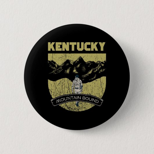 Berggebundenes Kentucky Wandern Camping Wanderung Button (Vorderseite)