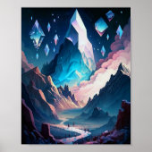 Berggipfel der Kristallfantasy Landschaft Poster (Vorne)