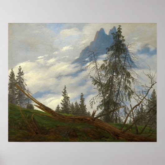 Berggipfel mit treibenden Wolken von Friedrich Poster (Vorne)