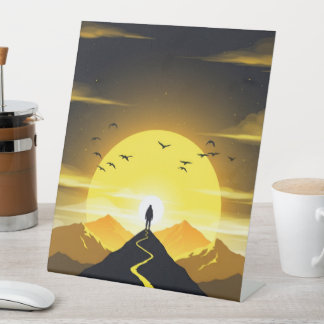 Berggipfel-Silhouette mit einem windenden Sockel Sockelschild