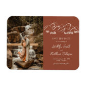 Berggipfel Terracotta Hochzeit retten Datum Magnet (Horizontal)