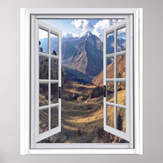 Berggipfel Trompe l'oeil Imitate Fenster Ansicht Poster (Vorne)