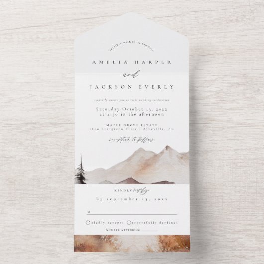 Berghanghochzeit in einer Einladung (Innen Boden)