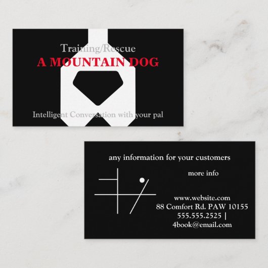 Berghundtraining / Rettung Visitenkarte (Vorne/Hinten)