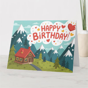 Berghütte "Alles Gute zum Geburtstag" Gruß Karte