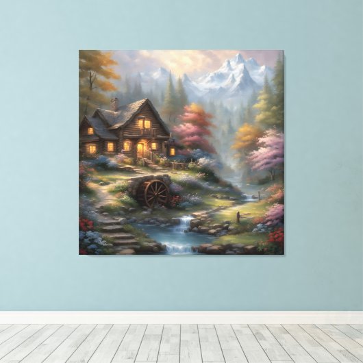 Berghütte im Wald Leinwanddruck (Insitu (Holzboden))