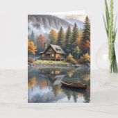 Berghütte mit Ruderboot Karte (Vorderseite)