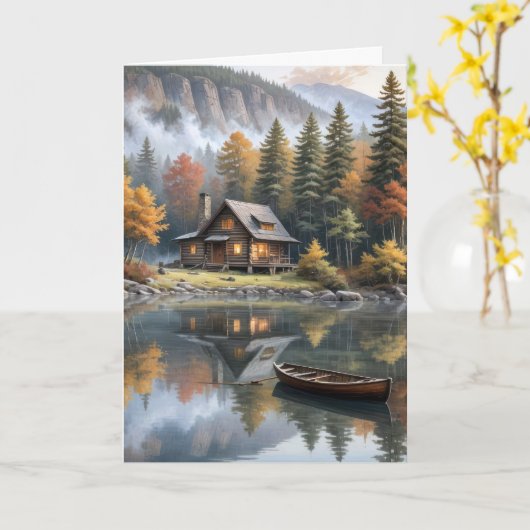 Berghütte mit Ruderboot Karte (Gelbe Blume)