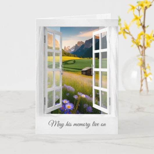 Berghütte mit Wildblumen Beileid Karte (Gelbe Blume)