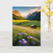 Berghütte mit Wildblumen zum Geburtstag Karte (Gelbe Blume)