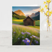 Berghütte mit Wildblumen zum Geburtstag Karte (Gelbe Blume)