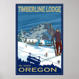 Berghütte, Skiposter Oregon - Timberline Lodge Poster