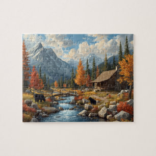 Berghüttenbären Herbstbach Szene Puzzle