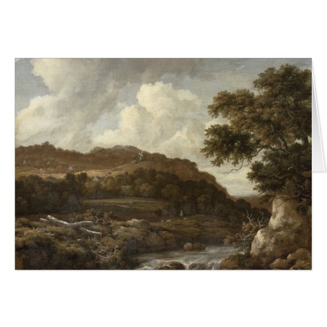 Bergige bewaldete Landschaft mit einem Strom (Vorderseite (Horizontal))