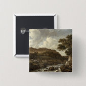 Bergige bewaldete Landschaft mit einem Strom Button (Vorne & Hinten)