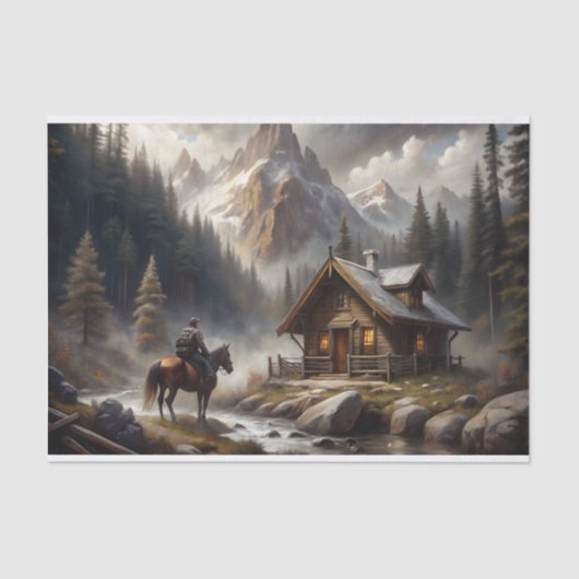 Bergkabine Decoupage Seidenpapier (Vorderseite)