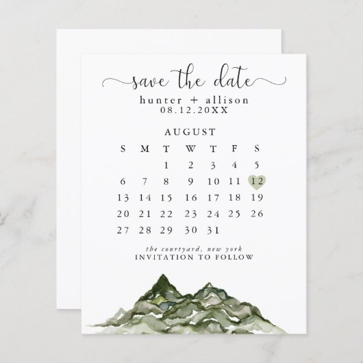 Bergkalender Save the Date (Vorne/Hinten)