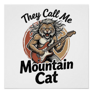 Bergkatze Vintage Gravur Fels Grafik T-Shirt_1 Poster