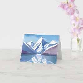 Bergkette | Blaue Wasserfarbe Landschaft Karte