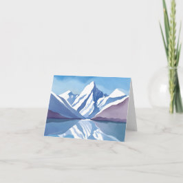 Bergkette | Blaue Wasserfarbe Landschaft Karte