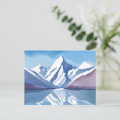 Bergkette | Blaue Wasserfarbe Landschaft Postkarte (Stehend Vorderseite)
