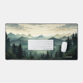 Bergkette Pine Forest View Dunkelgrünes Thema Schreibtischunterlage (Tastatur & Maus)