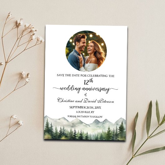 Bergkiefern 12. Hochzeitstag Foto Save The Date