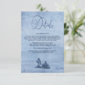 Bergkiefern Blauer Winter Hochzeiten Details Begleitkarte (Stehend Vorderseite)