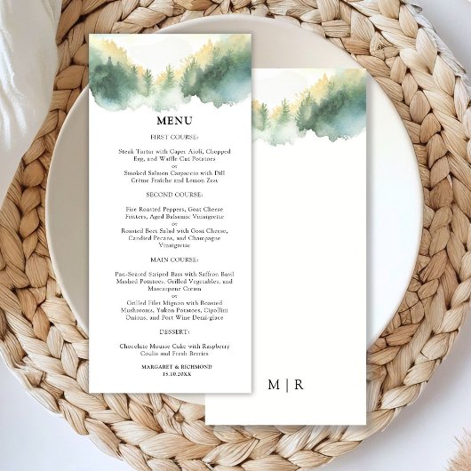 Bergkiefern Boho Rustikale Hochzeit Menükarte