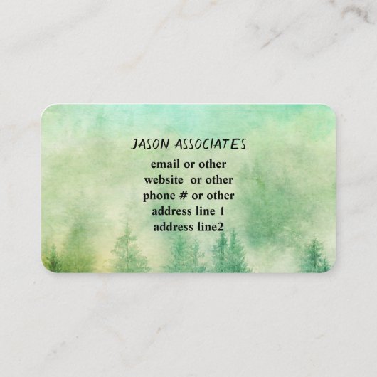 Bergkiefern Natur Kunst, Grün und aquamarin Visitenkarte (Rückseite)