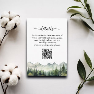 Bergkiefern QR Code Hochzeitdetails Begleitkarte