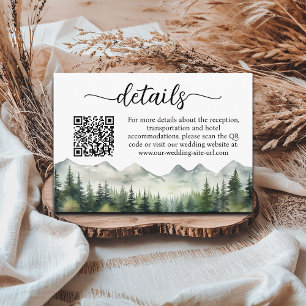 Bergkiefern QR Code Hochzeitdetails Begleitkarte