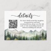 Bergkiefern QR Code Hochzeitdetails Begleitkarte (Vorderseite)