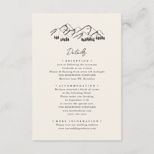 Bergkiefernbaum Minimalistische Hochzeit Begleitkarte (Vorderseite)