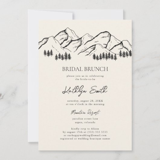 Bergkiefernbaum Rustikaler Brunch im Freien Einladung (Vorderseite)