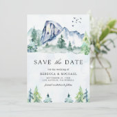 Bergkiefernwald-Fotocollage Hochzeit Save The Date (Stehend Vorderseite)