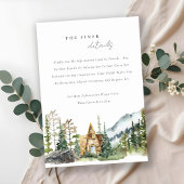 Bergkiefernwald Holzhütte Hochzeitsdetails Begleitkarte