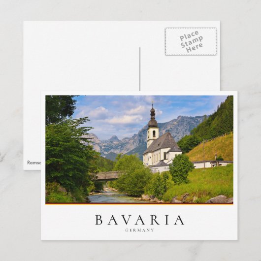 Bergkirche mit Flusslandschaft Postkarte (Vorne/Hinten)