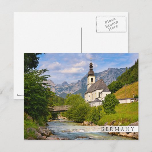 Bergkirche mit Flusslandschaft Postkarte (Vorne/Hinten)