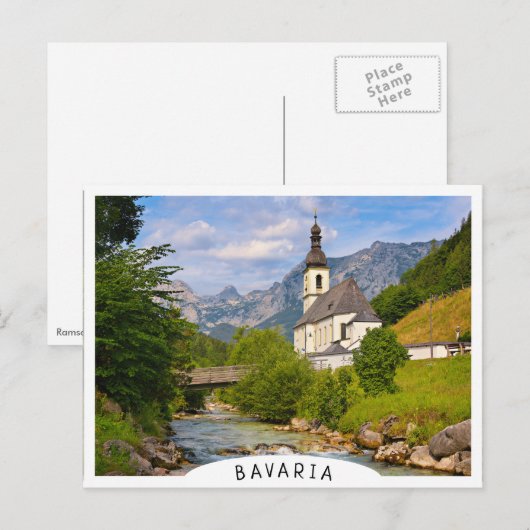 Bergkirche mit Flusslandschaft Postkarte (Vorne/Hinten)