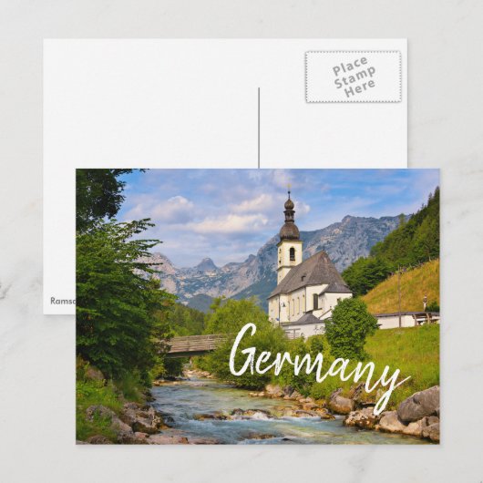 Bergkirche mit Flusslandschaft Postkarte (Vorne/Hinten)