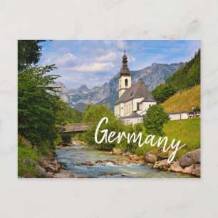 Bergkirche mit Flusslandschaft Postkarte