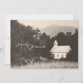 Bergkirche Vintage Hochzeit Einladung (Rückseite)